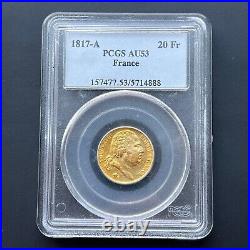 1817-A 20Fr AU53 France Gold Coin Older PCGS Holder Nice European Gold