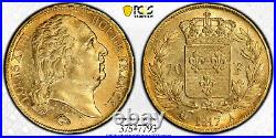 1817-A France 20 Franc, PCGS AU58, Gad-1028, F-519. Nice flashy specimen