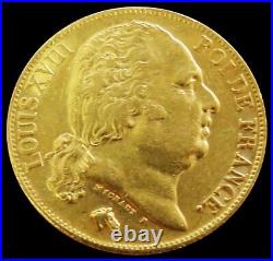 1817 A Gold France 20 Francs King Louis XVIII Coin Au Condition