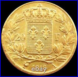 1818 A Gold France 20 Francs King Louis XVIII Coin Paris Mint
