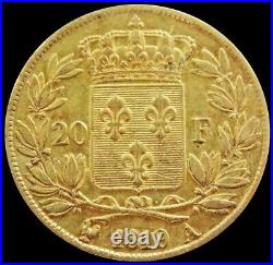 1819 A Gold France 20 Francs King Louis XVIII Coin Paris Mint