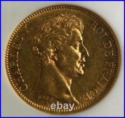 1824 Charles X 40 French Francs Solid Gold Coin NGC AU58