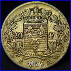 1825-A France Gold 20 Francs Paris Mint, CH VF 6.37g