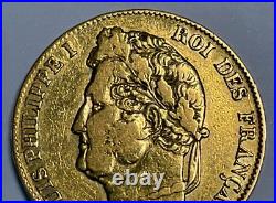 1841 A France 20 Francs, Louise-Phillipe Gold Coin, 90% Gold, 0.1867 oz AGW
