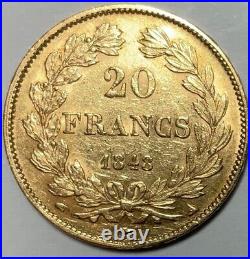1848A France 20 FRANCS GOLD Louis Philippe Very Nice Coin