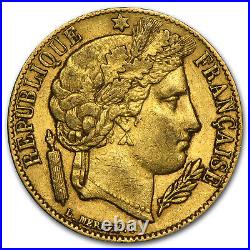 1849-1851 France Gold 20 Francs Early Head Ceres Avg Circ SKU #75926