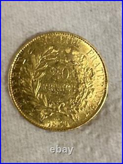 1850 A FRANCE 20 FRANCS GOLD COIN Almost Uncirculated/uncirculated