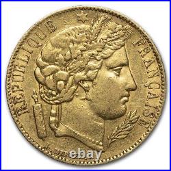 1850-A France Gold 20 Francs Early Head Ceres AU SKU#229648