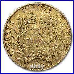 1850-A France Gold 20 Francs Early Head Ceres AU SKU#229648