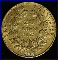 1852 A France Napoleon III 20 Francs Gold Free Shipping USA
