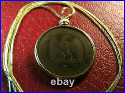 1853 France Napoleon III French Centimes Pendant & 26 18kgf Gold Filled Chain