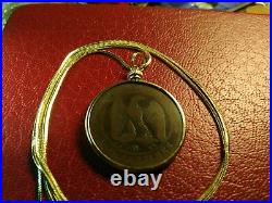 1853 France Napoleon III French Centimes Pendant & 26 18kgf Gold Filled Chain