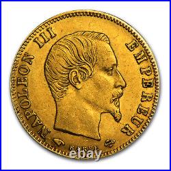 1854-1860 France Gold 5 Francs Napoleon III Avg Circ
