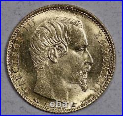 1854-A France Napoleon III Gold 5 Francs