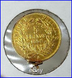 1854 A NAPOLEON III France 5 Francs Gold Coin Great Charm Bracelet / Pendant