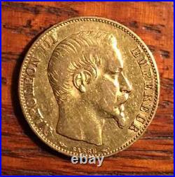 1854 France Gold Coin 20 Francs Napoleon III Emperor