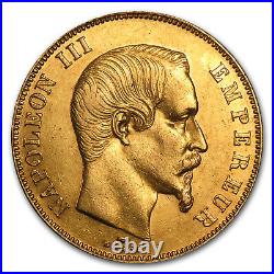 1855-1859 France Gold 50 Francs Napoleon III AU SKU #49895