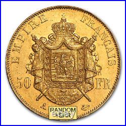 1855-1859 France Gold 50 Francs Napoleon III AU SKU #49895