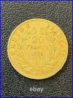 1855 A France Gold Twenty Francs Extra Fine Details Napoleon III French