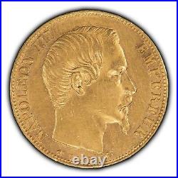 1856 A France 20 Francs Gold Coin Napoleon III KM 781.1.1867 AGW G1163
