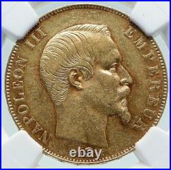 1857 A FRANCE Emperor NAPOLEON III Antique Gold 50 Franc French NGC Coin i86542