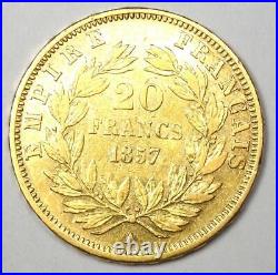 1857-A France Napoleon III Gold 20 Francs Coin G20F XF (EF) Condition Rare