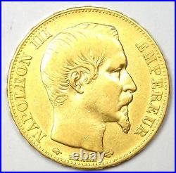 1858-A France Napoleon III Gold 20 Francs Coin G20F XF / AU Details Rare