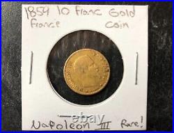 1859 10 Francs Bb Gold Coin Napoleon 3rd French Empire Gold