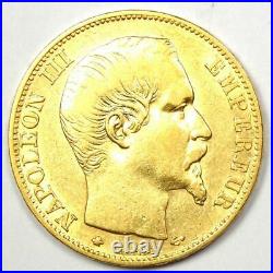 1859-B France Napoleon III Gold 20 Francs Coin G20F XF / AU Details Rare
