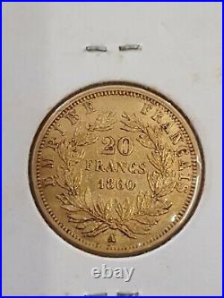 1860? France Gold 20 Francs Napoleon III 1860 Very Nice and Rare GOLD