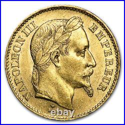 1861-1870 France Gold 20 Francs Napoleon III Laureate AU SKU#91006