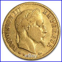 1862-1868 France Gold 10 Francs Napoleon III Laureate Avg Circ