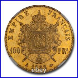 1862-A France Gold 100 Francs Napoleon III MS-60 NGC SKU#220345