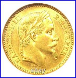 1862-BB France Napoleon III Gold 20 Francs Coin G20F Certified NGC AU55 Rare