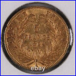 1864-A France Napoleon III Gold 5 Francs Coin