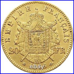 1866 BB 20 Francs France Coin Napoleon III Gold Strasbourg Mint (MO2998-)