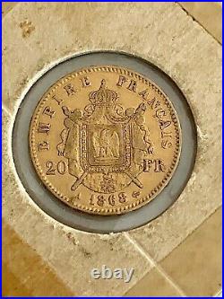 1868 France Second Empire Napoleon III Gold 20 Francs Coin