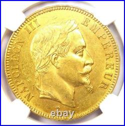 1869-A France Napoleon III Gold 100 Francs Coin G100F NGC MS61+ Plus (BU UNC)