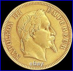 1869 A Gold France 100 Francs Napoleon III Coin Paris Mint