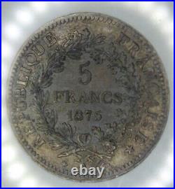 1875 A France 5 FRANCS Third REP HERCULES Golden Color Toning Toned Silver Coin