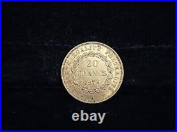 1876 A France Gold 20 Francs Angel French World coin Gorgeous