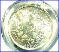 1877-A France 5 Francs PCGS Gold Shield MS 62