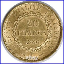 1886 A France 20 Franc KM825 AU Uncertified #818