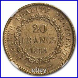 1895-A France Gold 20 Francs Angel MS-62 NGC SKU#241660