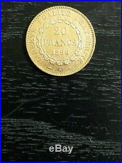 1896 France 20 Franc Angel Gold Coin