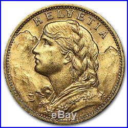 1897-1949 Swiss Gold 20 Francs Helvetia BU SKU #38659