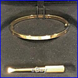 18K Cartier Love Bracelet (Small) Yellow Gold Size 16 with Box, Bag & COA