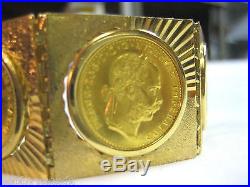 18K GOLD & 24k 1915 FRANC IOS IDG AVSTRIAE IMPERATOR COIN 7 3/4 BRACELET #20