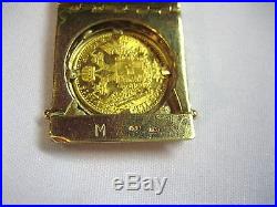 18K GOLD & 24k 1915 FRANC IOS IDG AVSTRIAE IMPERATOR COIN 7 3/4 BRACELET #20