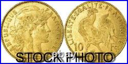 1901 1912 France 10 Francs. 900 Fine Gold. 0933 Agw Paris Vf+ Km846 Coin Stock